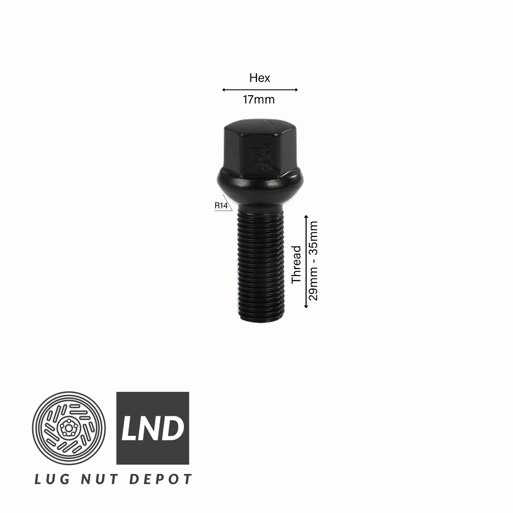 Radius R14 Bolt - Black - Lug Nut Depot