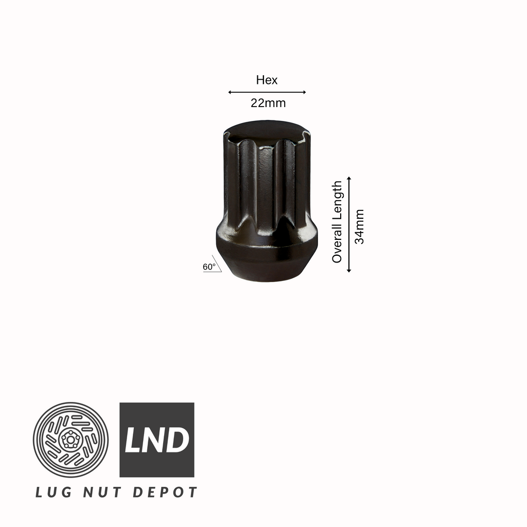 7 Spline Short Lug Nut Kit - Black - Lug Nut Depot